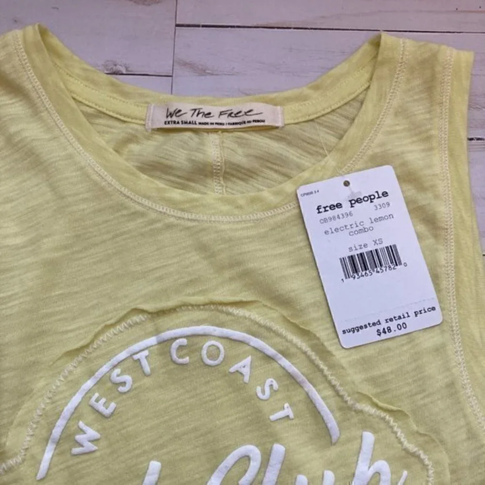 Free People Martine Electric Lemon Tank Sz XS NWT
